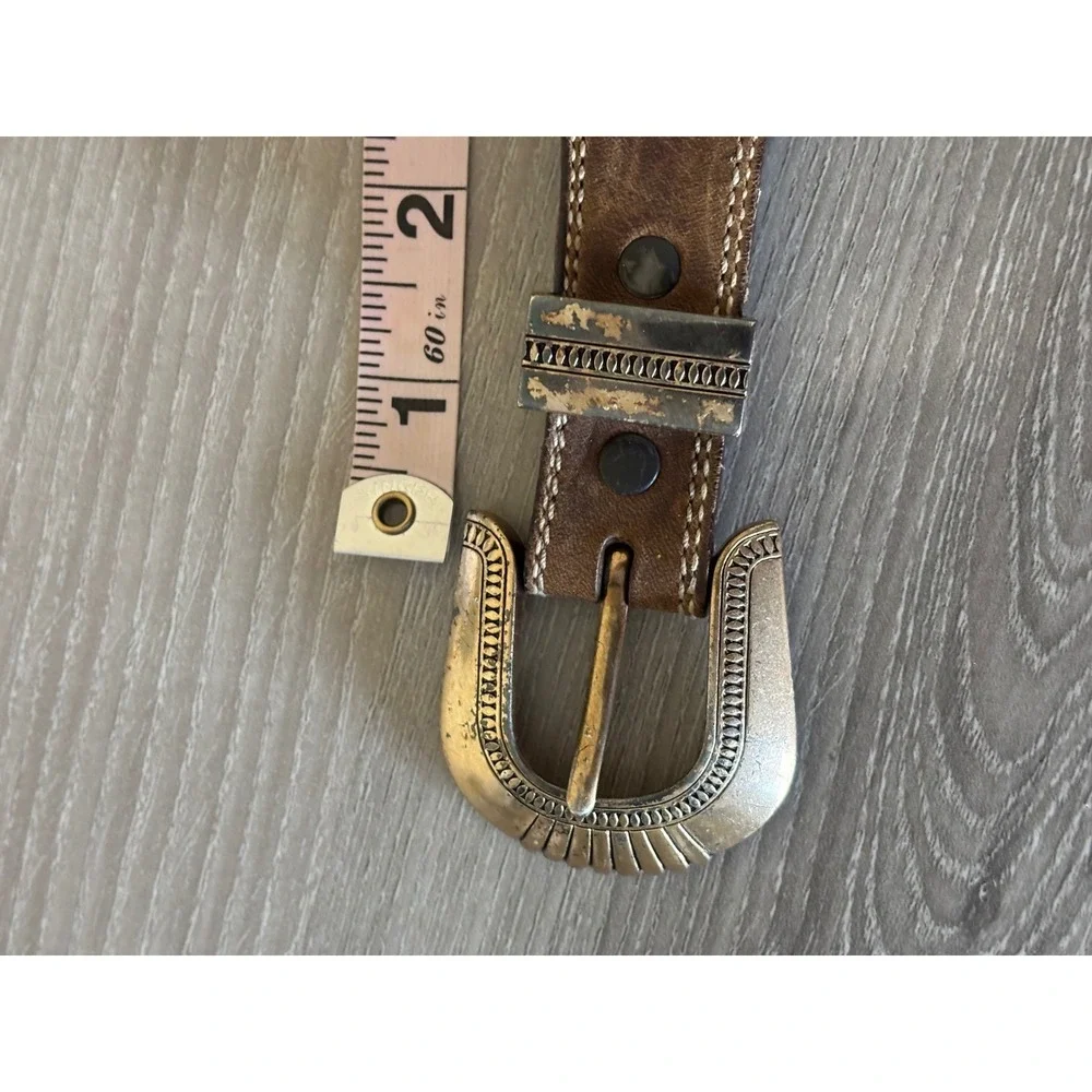 VTG Tony Lama Small Western Leather Belt Brass Buckle Sundance Western‎ Style